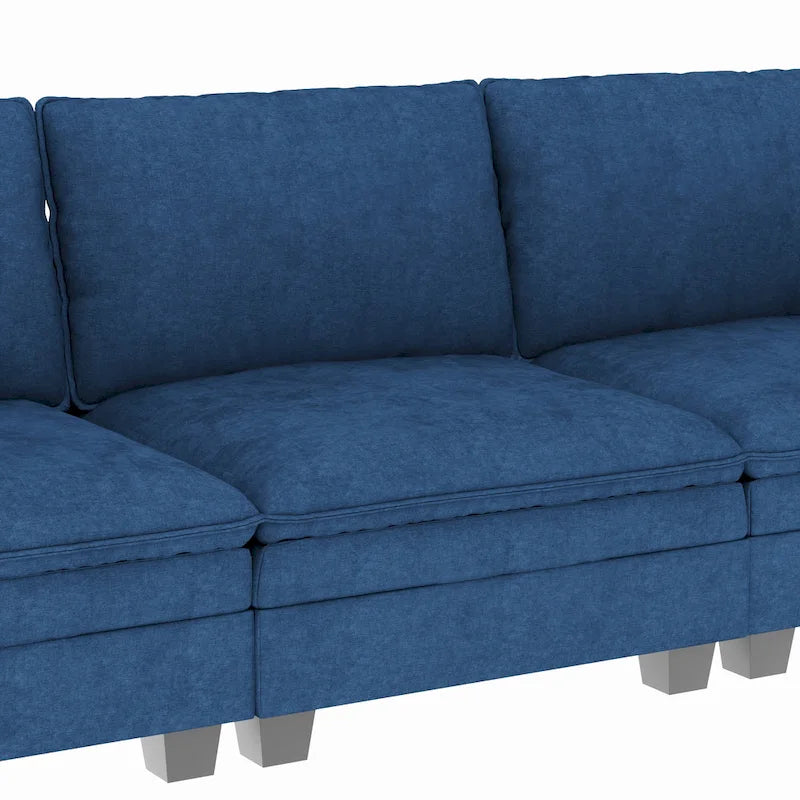 Christopher Knight Home - Noah Large 3-Seater L-Shaped Sofa with Movable Ottoman and Armrest Pockets, Fabric Upholstery
