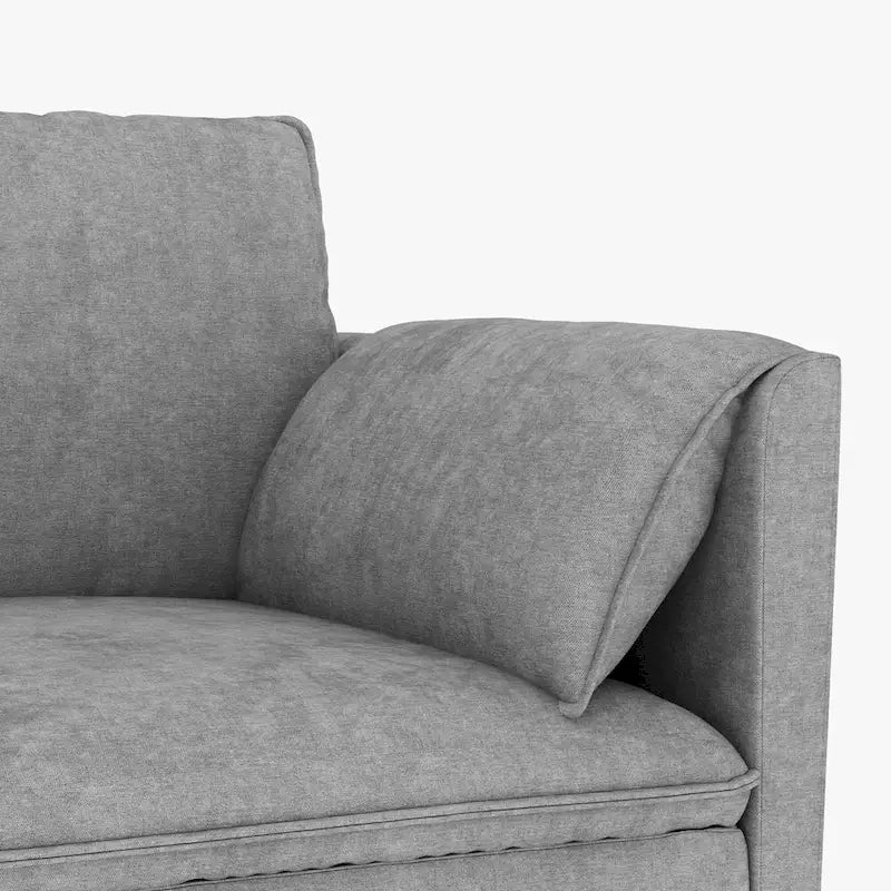 Christopher Knight Home - Noah Large 3-Seater L-Shaped Sofa with Movable Ottoman and Armrest Pockets, Fabric Upholstery