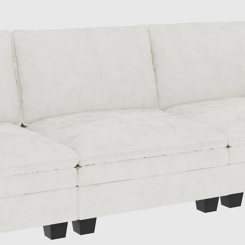 Christopher Knight Home - Noah Large 3-Seater L-Shaped Sofa with Movable Ottoman and Armrest Pockets, Fabric Upholstery