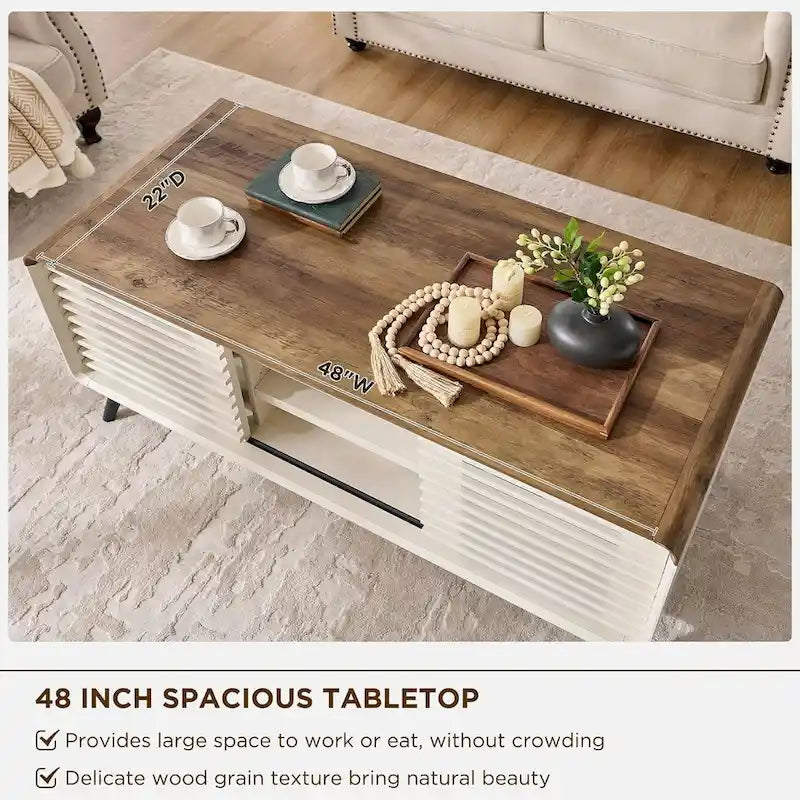 Mid Century Modern Lift Top Coffee Table, Center Table for Living Room