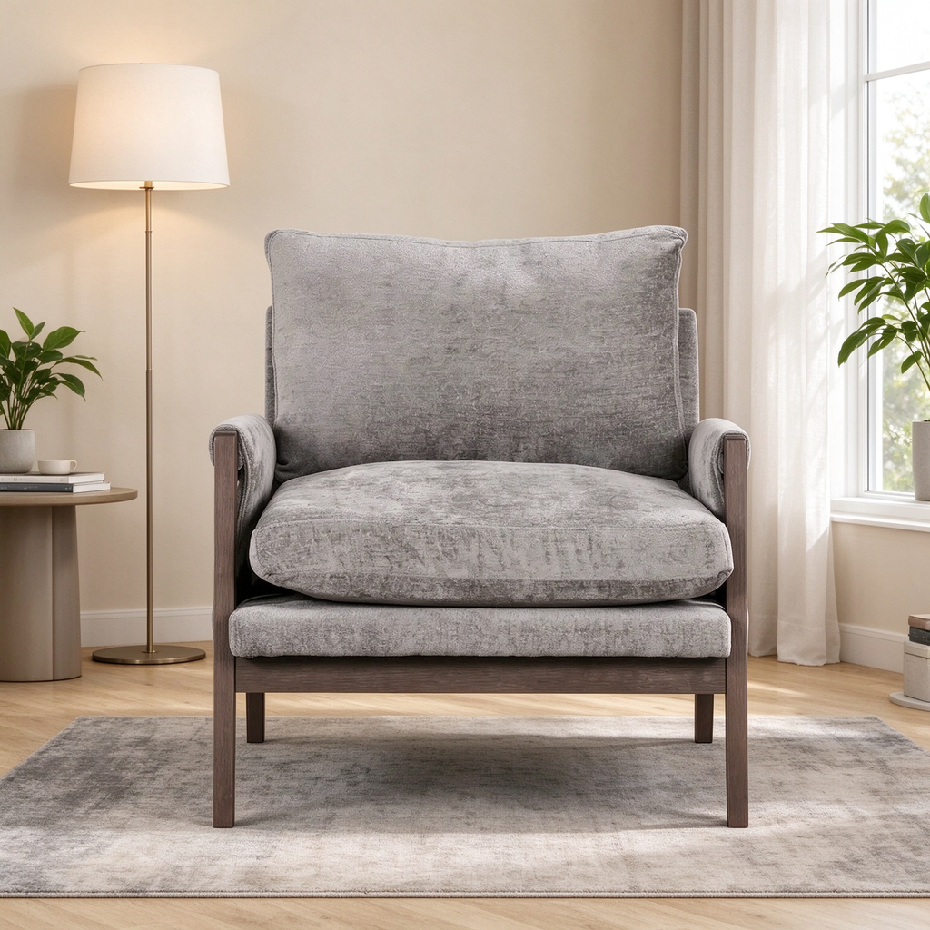 Mid-Century Modern Velvet Accent Armchair