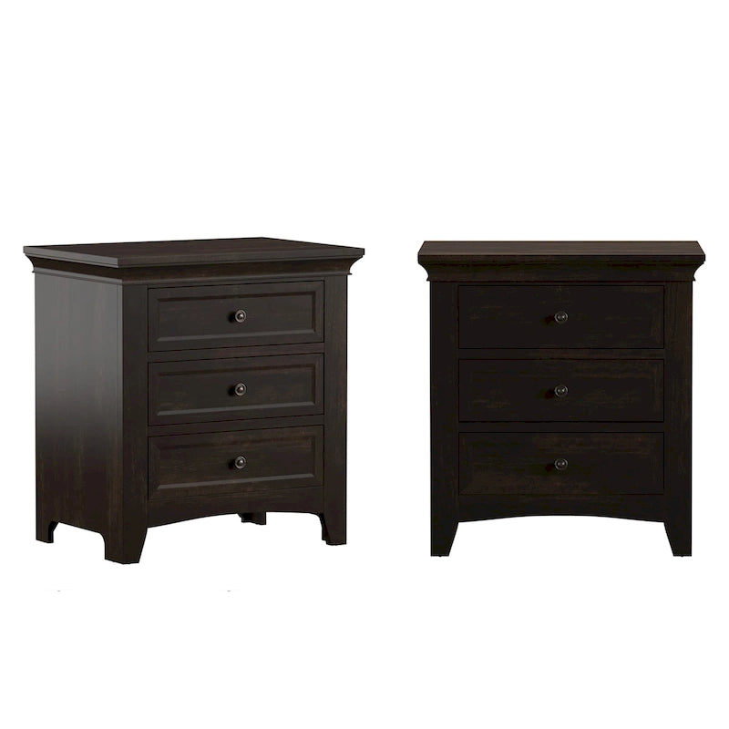 Varenna 3-Drawer Wood Modular Storage Nightstand with Charging Station