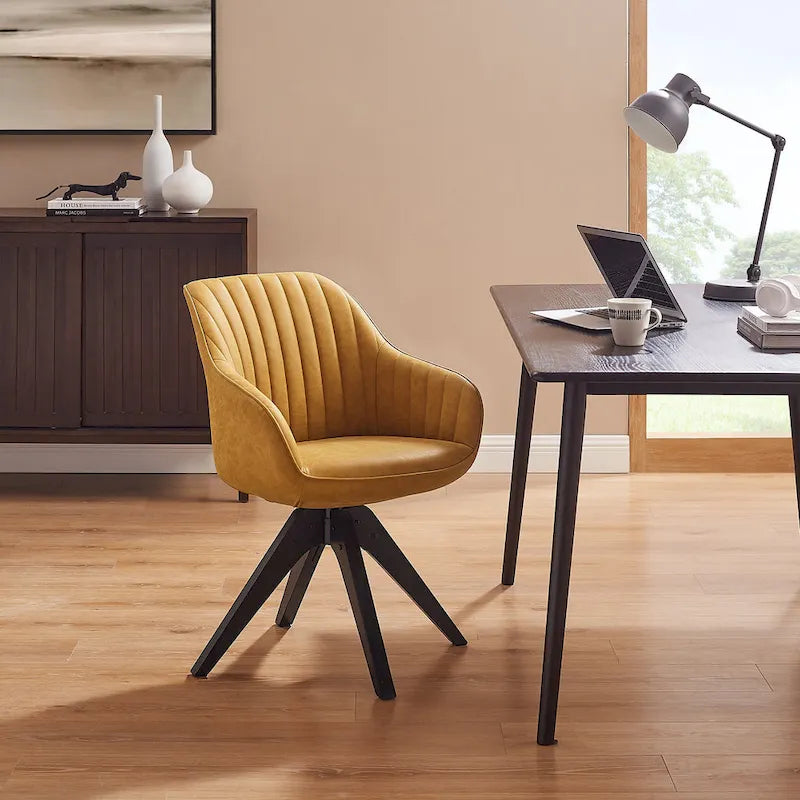 Art Leon Classical Swivel Office Accent Chair with Wood Legs