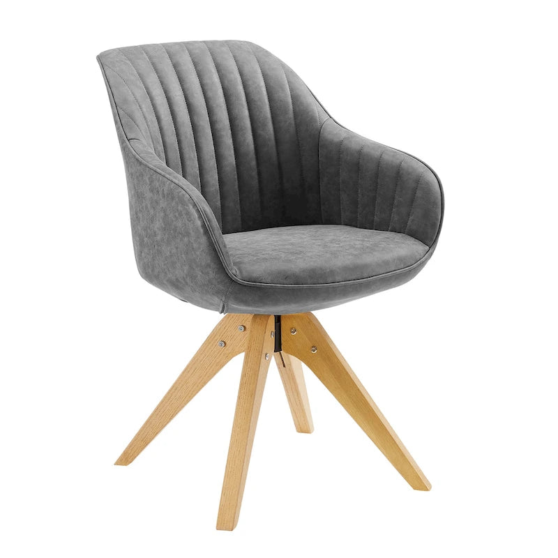 Art Leon Classical Swivel Office Accent Chair with Wood Legs