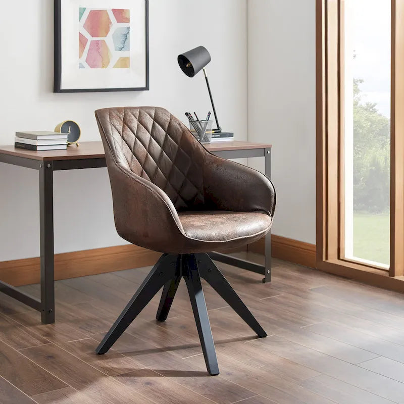 Art Leon Classical Swivel Office Accent Chair with Wood Legs