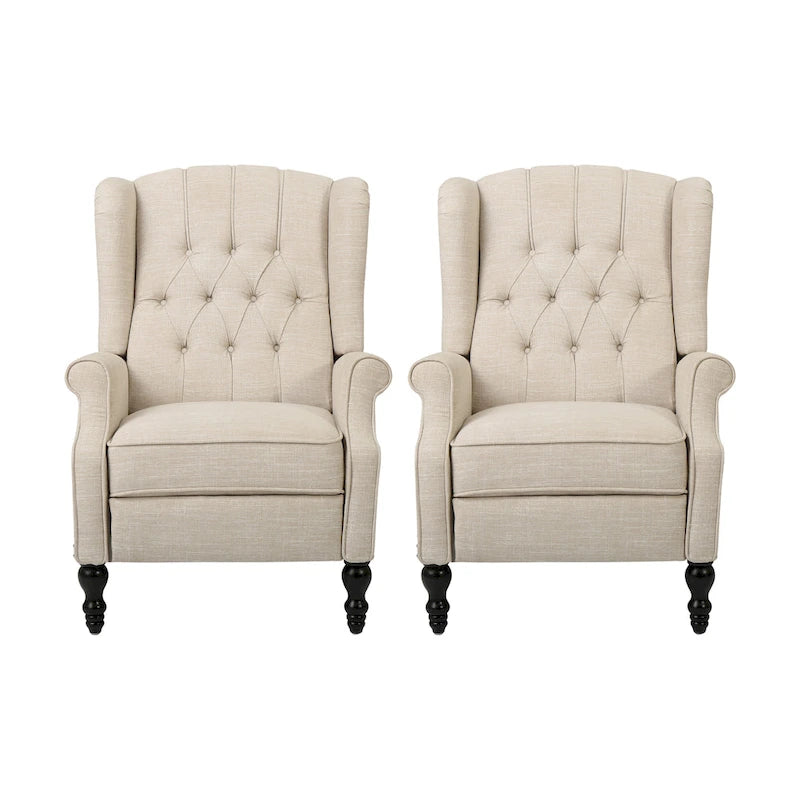 Walter Tufted Fabric Recliners (Set of 2) by Christopher Knight Home