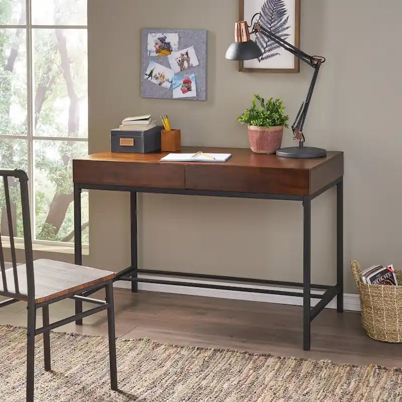Ebany Industrial Acacia Wood Storage Desk by Christopher Knight Home