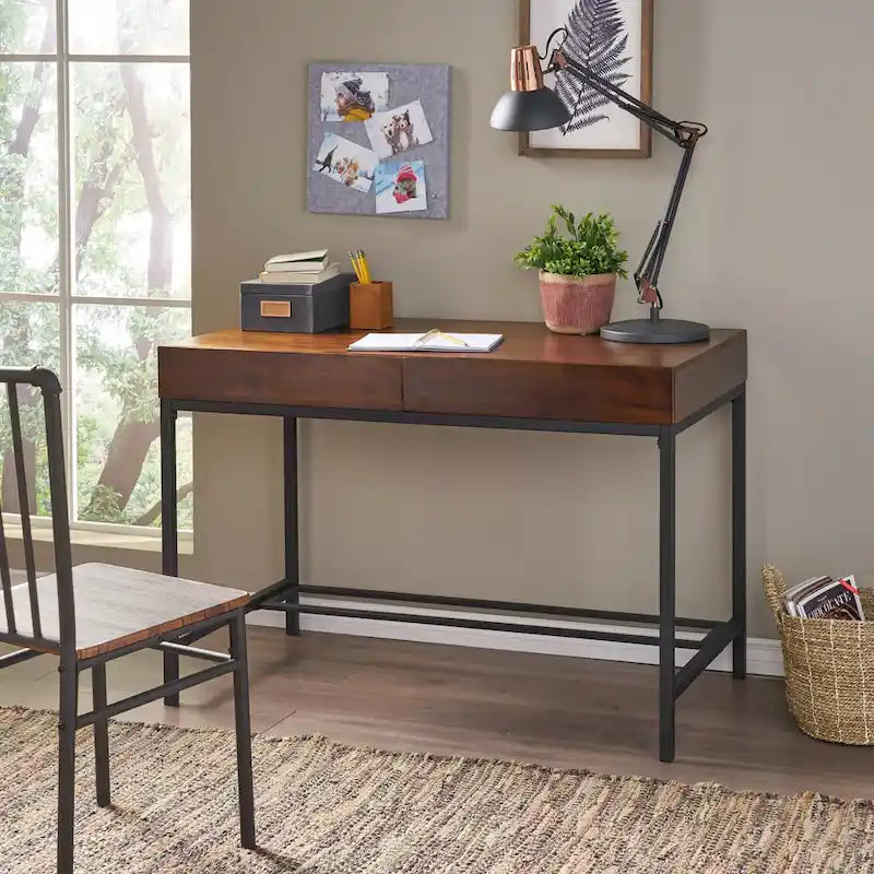 Ebany Industrial Acacia Wood Storage Desk by Christopher Knight Home