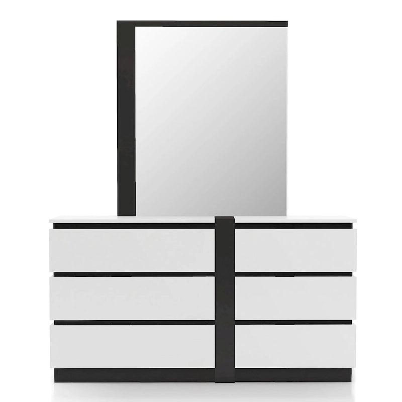 Conjira Contemporary White 2-piece 6-Drawer Wood Dresser and Mirror Set by Furniture of America