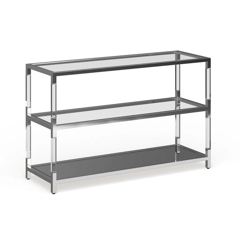 Fald Contemporary Chrome 48-inch Glass 2-Shelf Sofa Table by Furniture of America