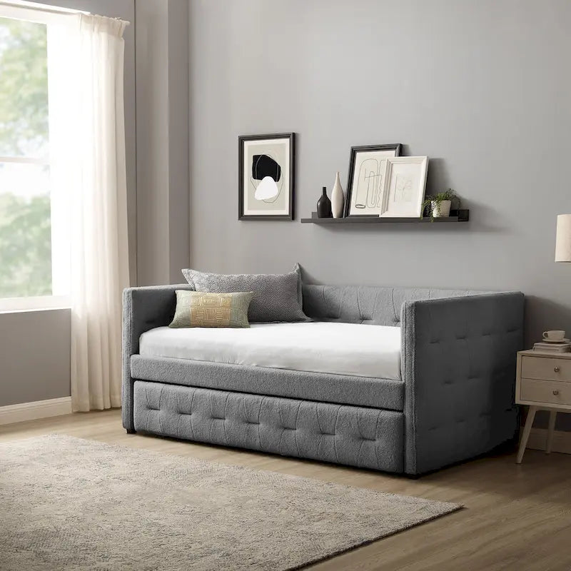 Corvus Somme Tufted Upholstered Daybed with Trundle