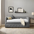 Channel-Tufted Upholstered Daybed with Pull-Out Trundle
