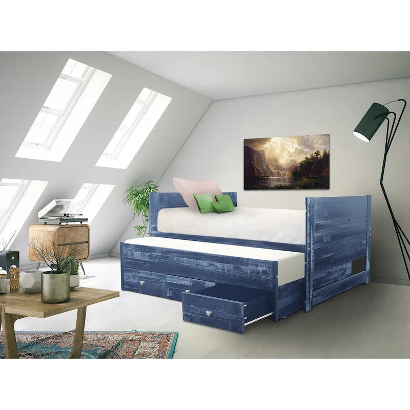 Taylor & Olive Begonia Twin Bed with Twin Trundle & 3 Built in Drawers