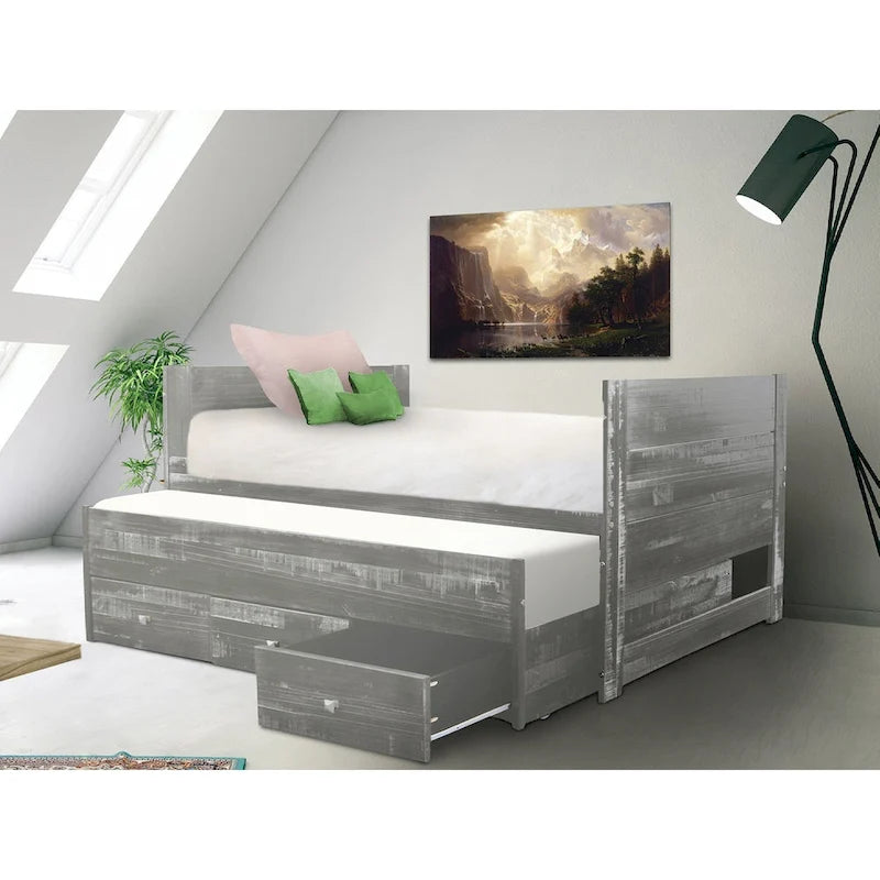 Taylor & Olive Begonia Twin Bed with Twin Trundle & 3 Built in Drawers
