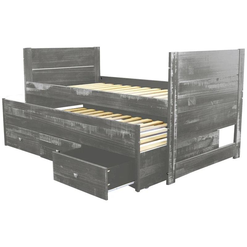 Taylor & Olive Begonia Twin Bed with Twin Trundle & 3 Built in Drawers
