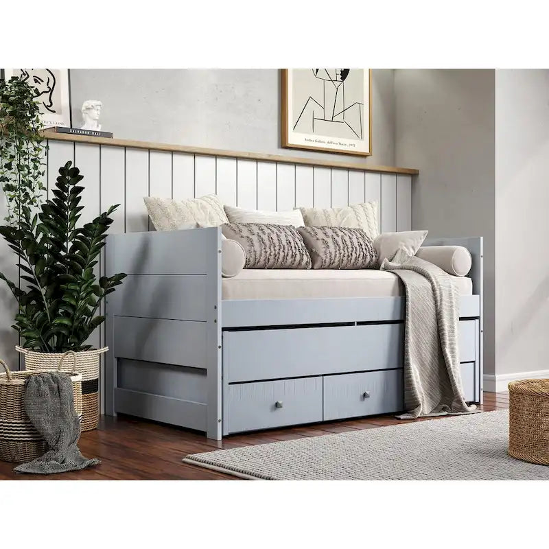 Taylor & Olive Begonia Twin Bed with Twin Trundle & 3 Built in Drawers