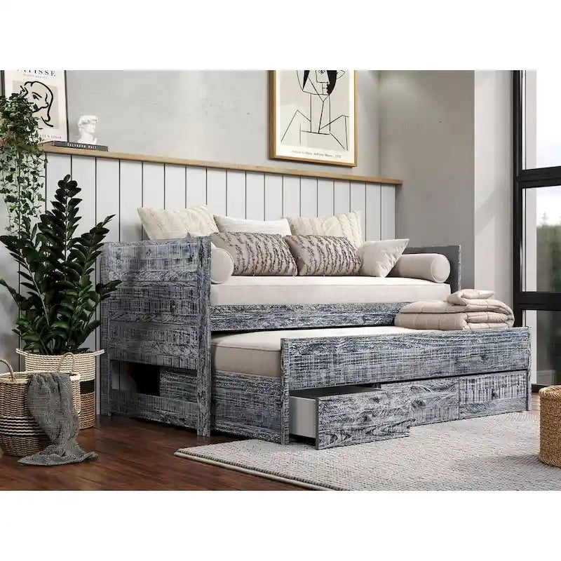 Taylor & Olive Begonia Twin Bed with Twin Trundle & 3 Built in Drawers