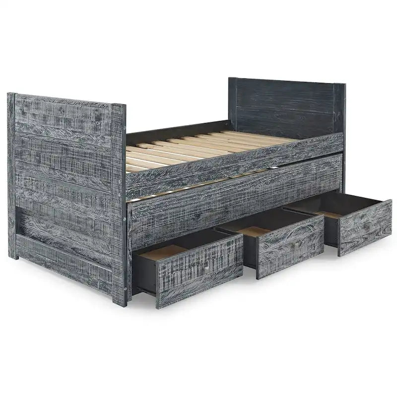 Taylor & Olive Begonia Twin Bed with Twin Trundle & 3 Built in Drawers