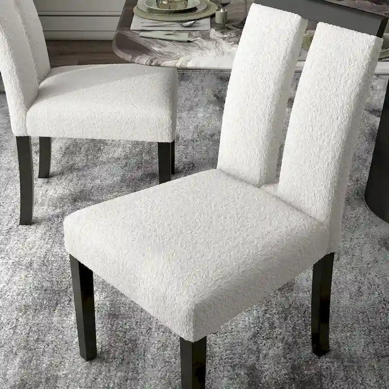 Lumina Modern White Upholstered Dining Chairs (Set of 2) by Furniture of America