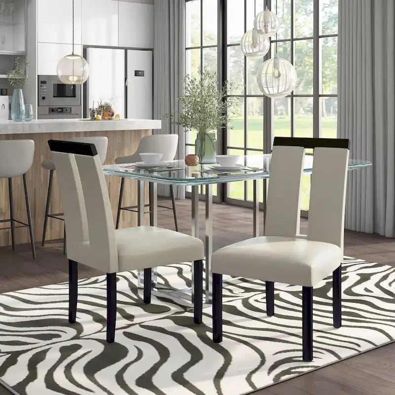 Lumina Modern White Upholstered Dining Chairs (Set of 2) by Furniture of America