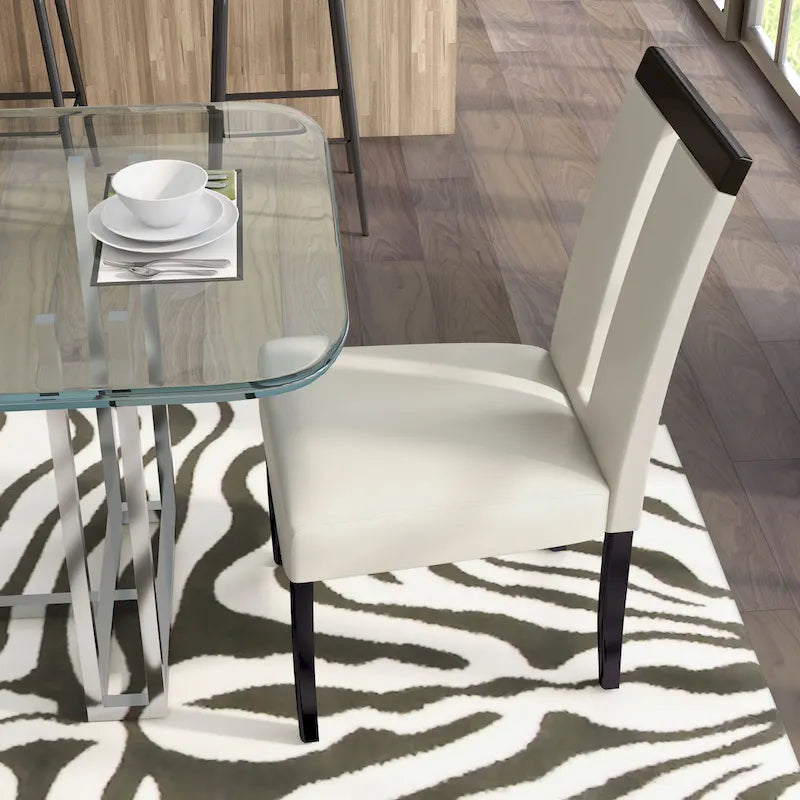 Lumina Modern White Upholstered Dining Chairs (Set of 2) by Furniture of America