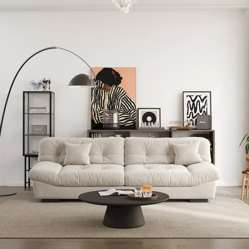 105 Suede Fabric Sectional Sofa Cloud Shape Couch for Living Room