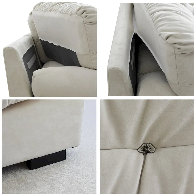 105 Suede Fabric Sectional Sofa Cloud Shape Couch for Living Room
