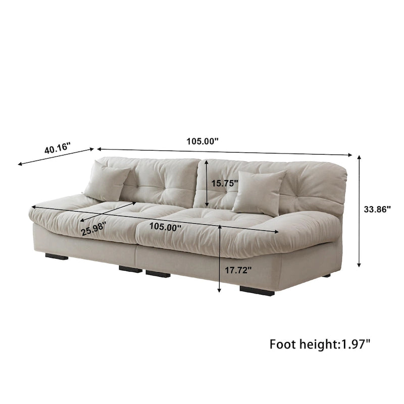 105 Suede Fabric Sectional Sofa Cloud Shape Couch for Living Room