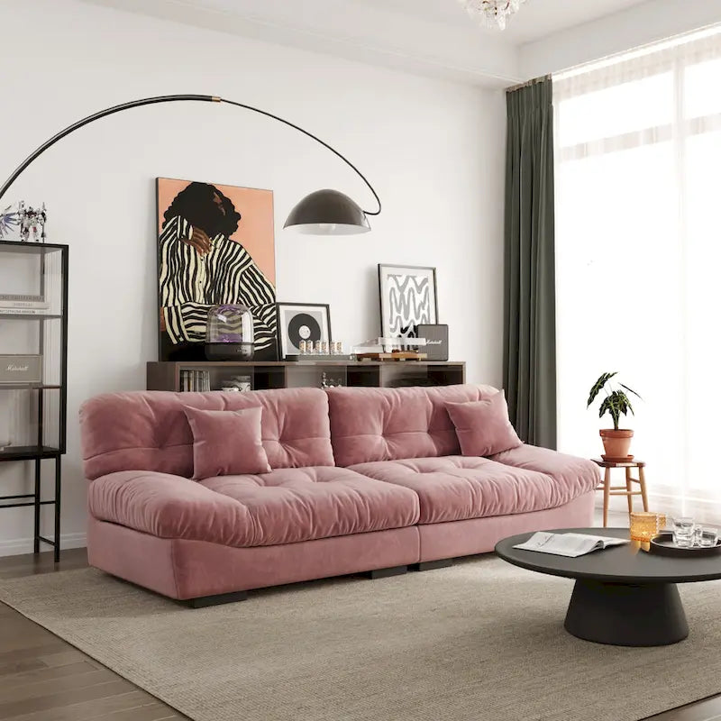 105 Suede Fabric Sectional Sofa Cloud Shape Couch for Living Room