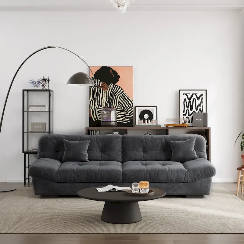 105 Suede Fabric Sectional Sofa Cloud Shape Couch for Living Room