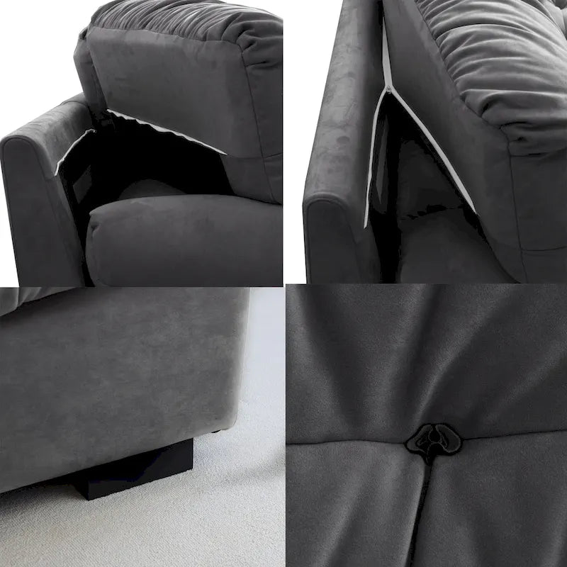 105 Suede Fabric Sectional Sofa Cloud Shape Couch for Living Room