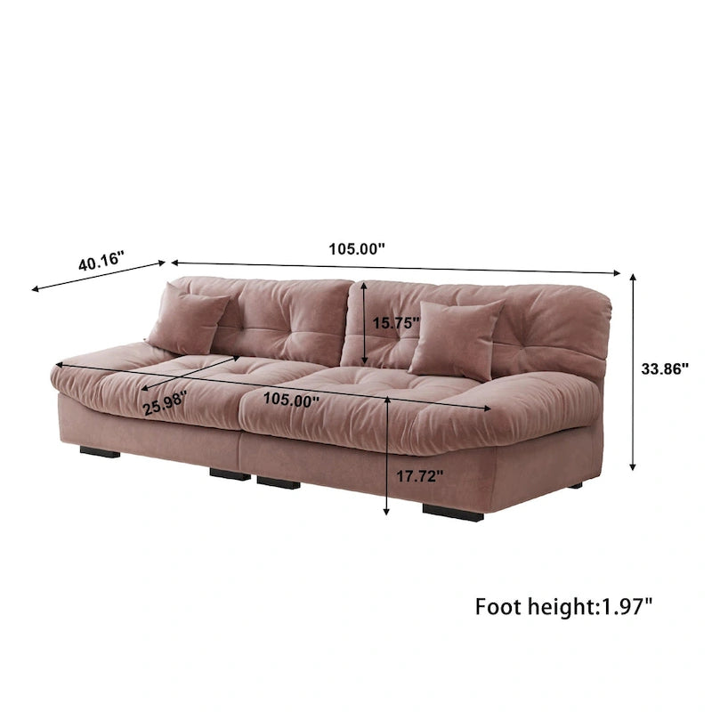 105 Suede Fabric Sectional Sofa Cloud Shape Couch for Living Room