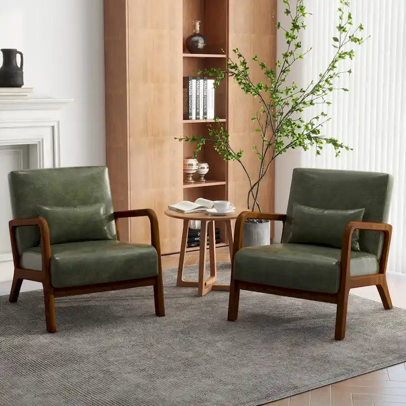 Upholstered Armchair Leisure Chair Accent Chairs Set of 2 with Pillow