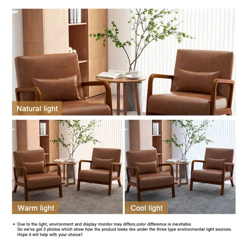 Upholstered Armchair Leisure Chair Accent Chairs Set of 2 with Pillow
