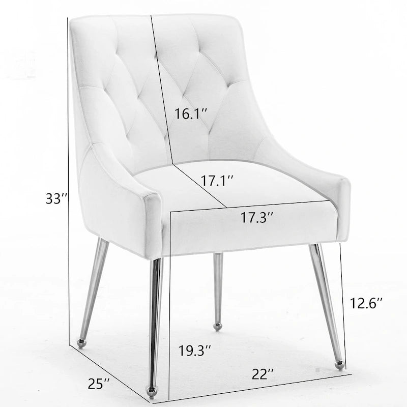 SEYNAR Modern Dining Chairs Set of 6, Velvet Accent Chair Tufted Back Armless Chair with Back Pull
