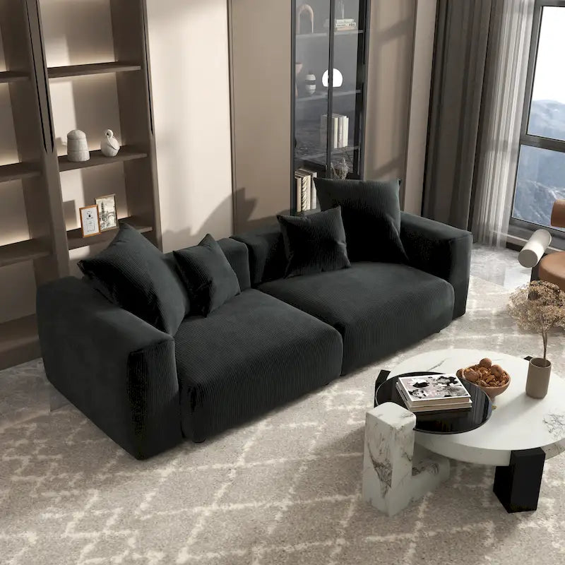 102 Oversized Corduroy Sectional Sofa Modern Wide Couch