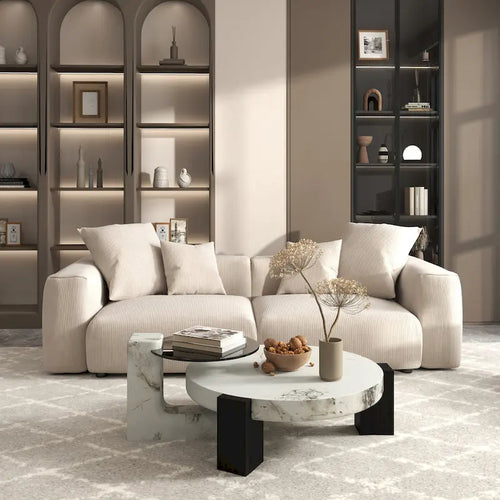 102 Oversized Corduroy Sectional Sofa Modern Wide Couch