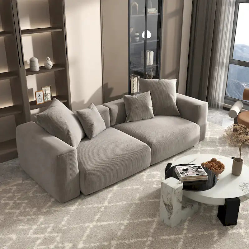 102 Oversized Corduroy Sectional Sofa Modern Wide Couch