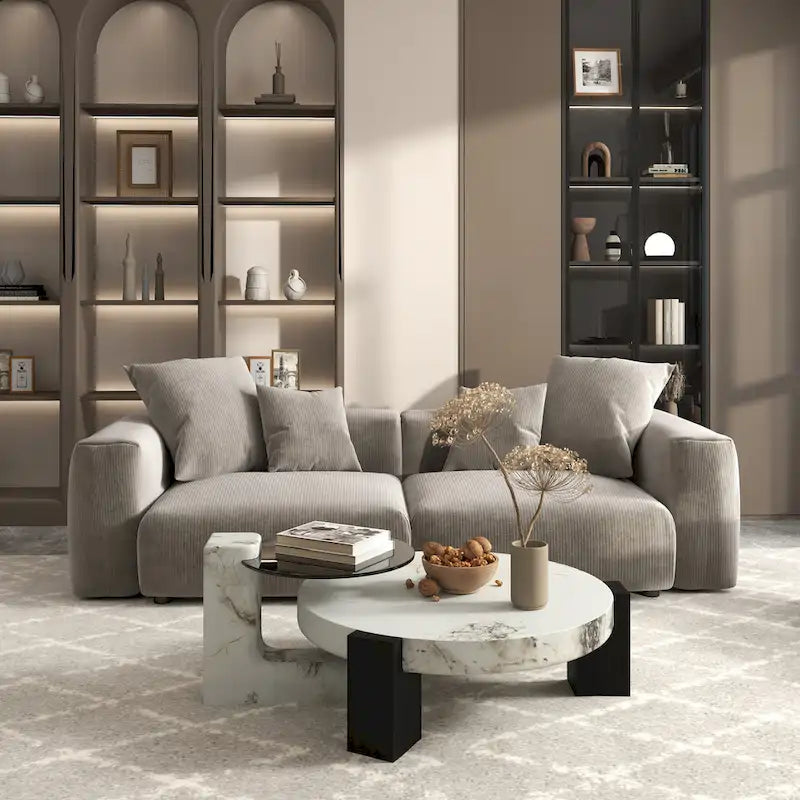 102 Oversized Corduroy Sectional Sofa Modern Wide Couch