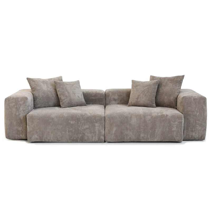 102 Oversized Corduroy Sectional Sofa Modern Wide Couch