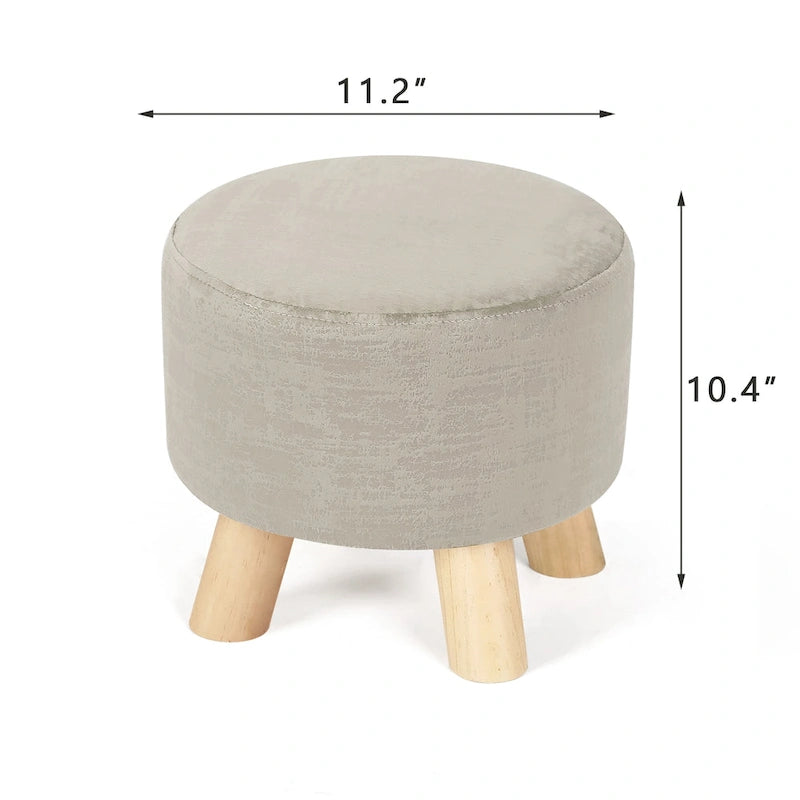 Adeco Modern Round Ottoman Home Footrest Stool/ Linen Fabric Seat Pouf