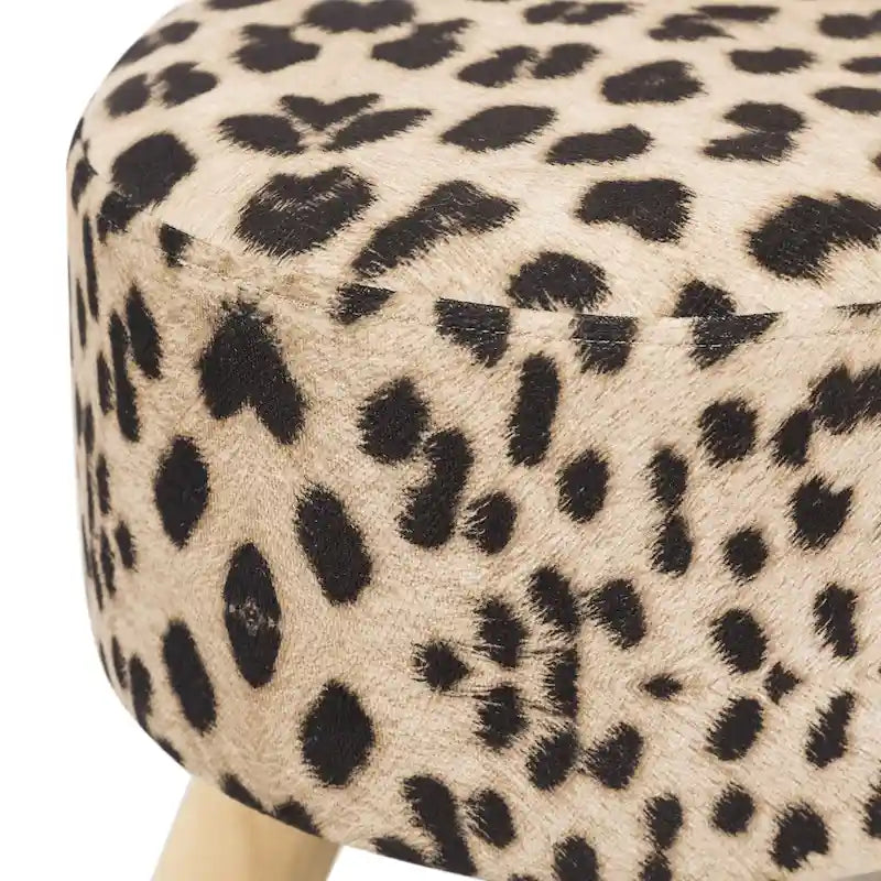 Adeco Modern Round Ottoman Home Footrest Stool/ Linen Fabric Seat Pouf