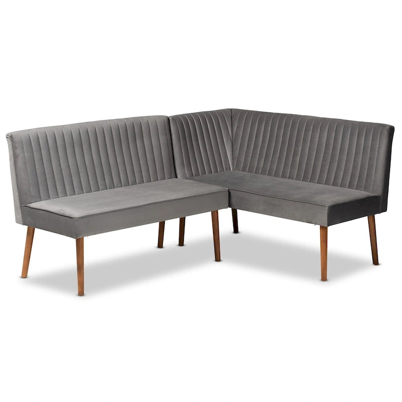 Alvis Mid-Century Velvet Dining Nook Banquette Set(2PC)
