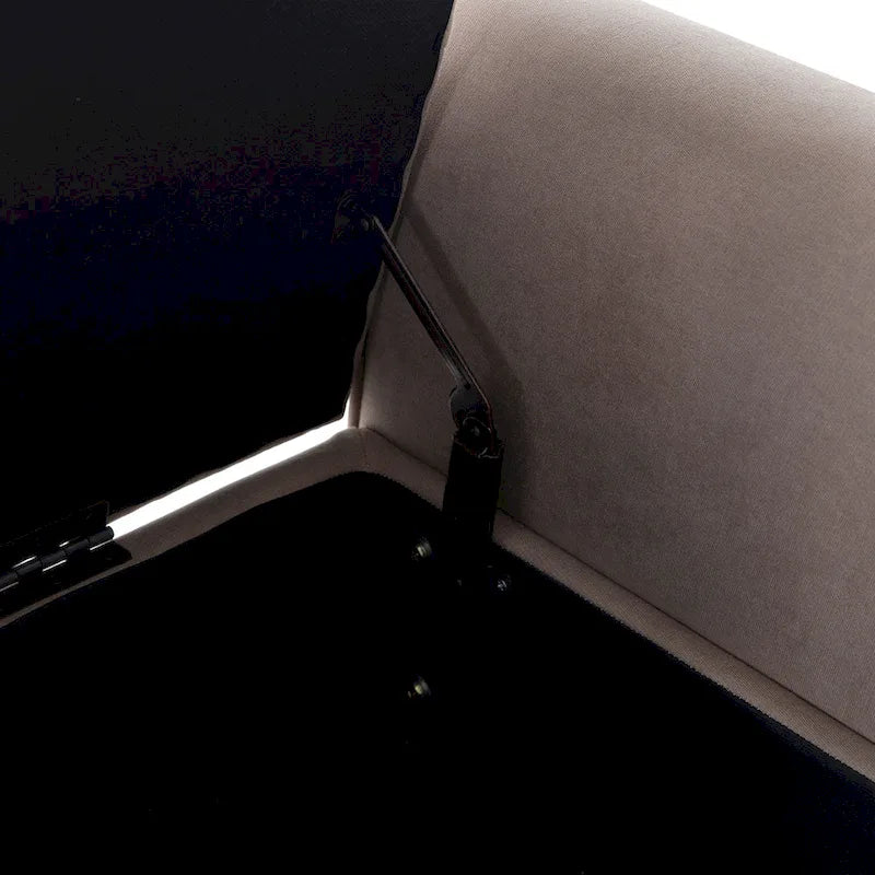 Arm Fabric Storage Ottoman Bench with Solid Wood Legs, 48W x 18D x 23H