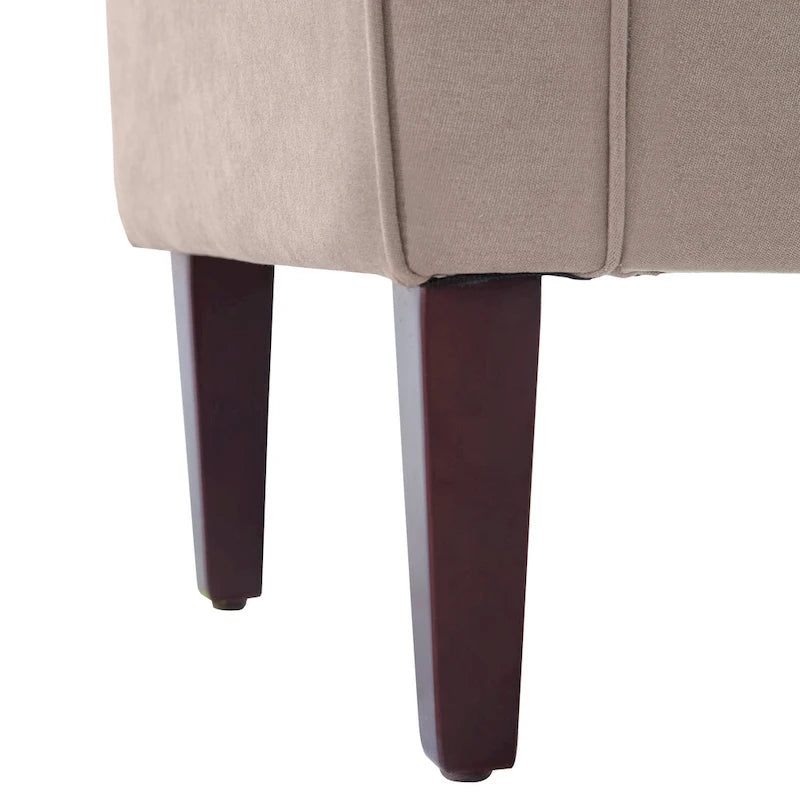 Arm Fabric Storage Ottoman Bench with Solid Wood Legs, 48W x 18D x 23H