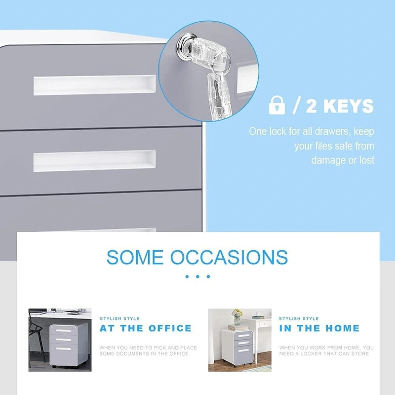 3 Drawer Mobile/Vertical File Cabinet for Home Office