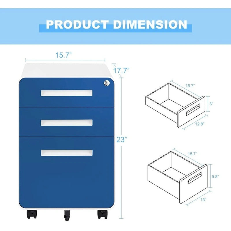 3 Drawer Mobile/Vertical File Cabinet for Home Office