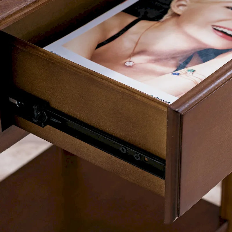 Coastal Charging Nightstand Side Table One Drawer