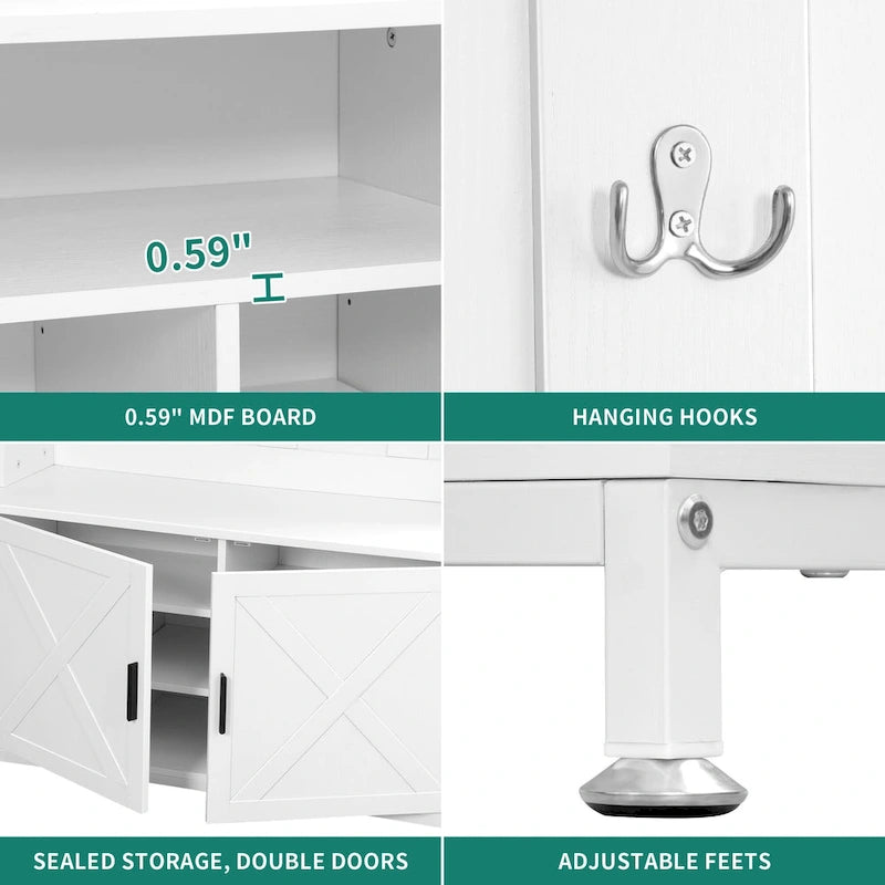 Moasis Hall Tree and Coat Rack with Bench and Shoe Storage for Hallway Entryway