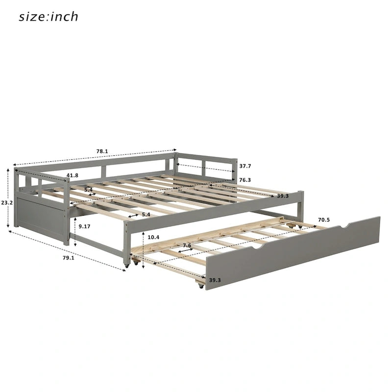 Merax Twin/King Expandable Sleeper Daybed with trundle